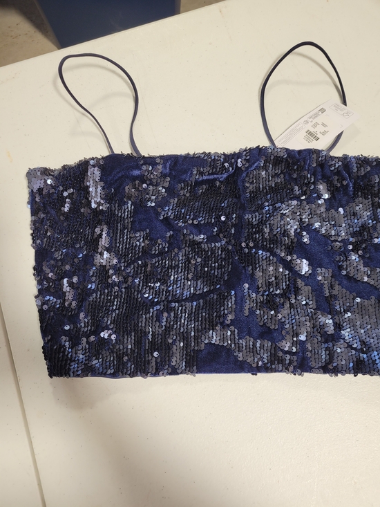 Primark Tops - Primark Navy Blue Sequin Camisole Crop Top